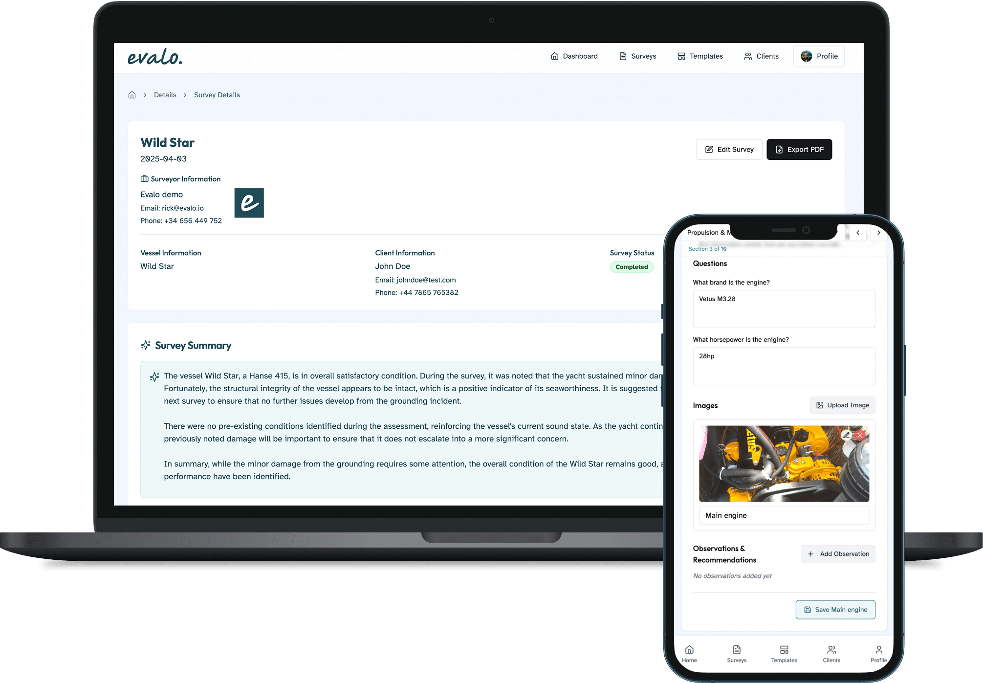 Evalo Marine Survey Software